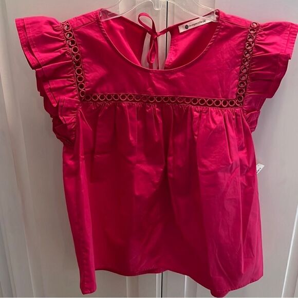 Fushia Flutter Sleeve Blouse Top - Picture 1 of 6